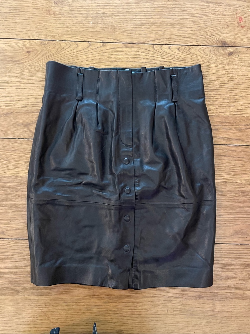IRO Black 100% Lamb Leather Button-Front Pencil Skirt 34 #30